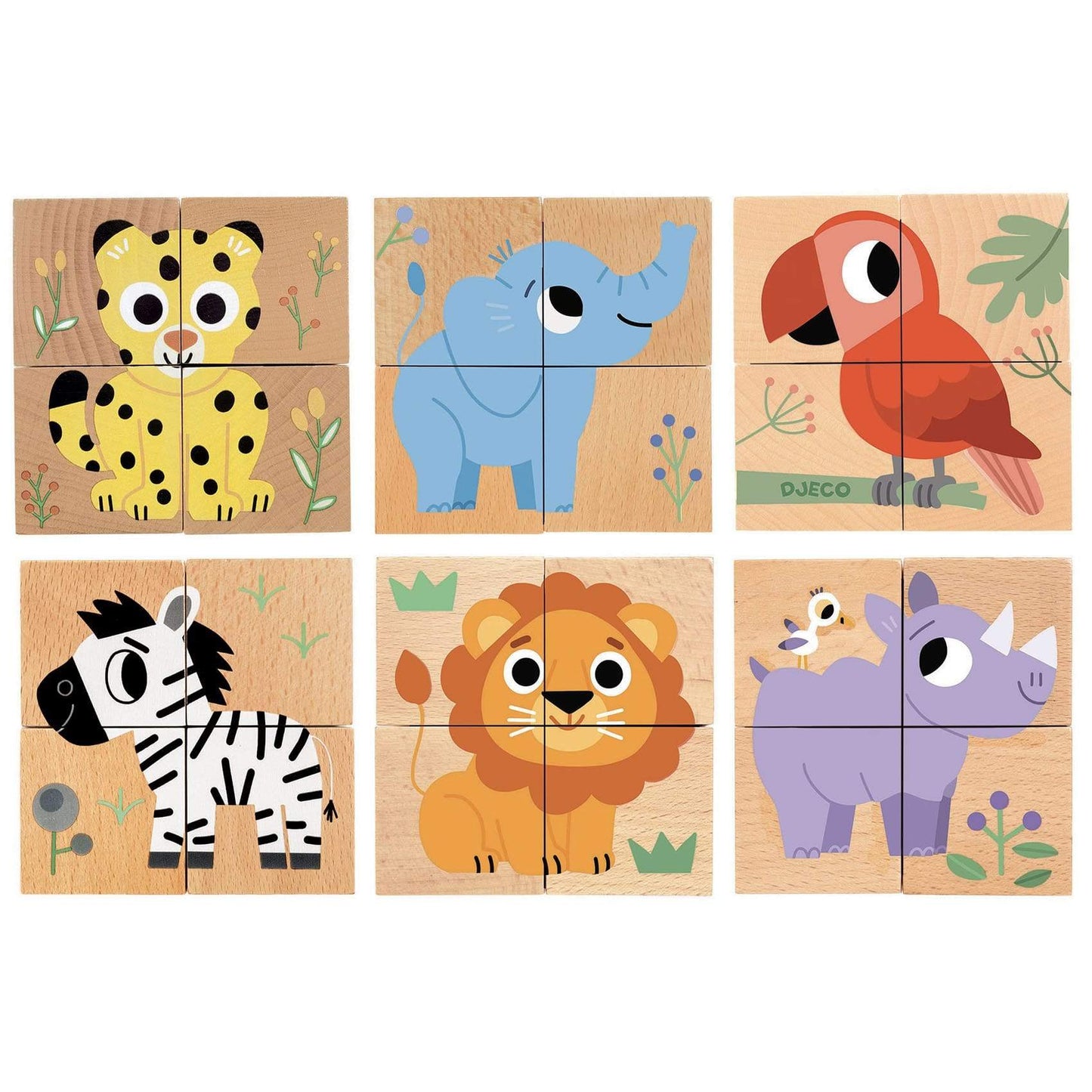 Wild & Co puzzle bloques de madera animales de selva